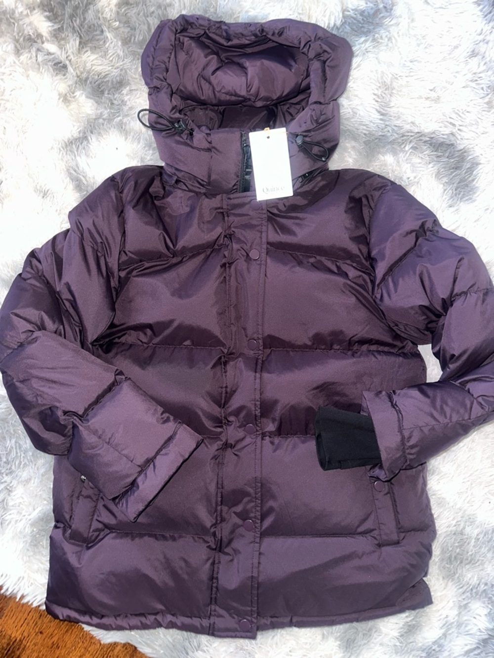 Quince Purple Puffer Jacket with Detachable Hood Full Zip Goose Down - NEW
